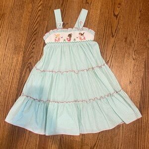 Adorable Mint Green Kids Dress with Mermaid Embroidery